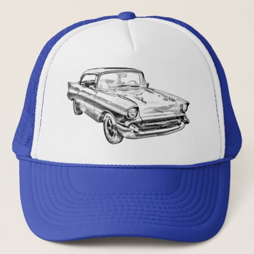 1957 Chevy Bel Air Illustration Trucker Hat