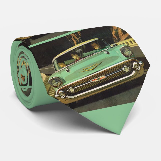 1957 Chevy Bel Air print Neck Tie (Rolled)