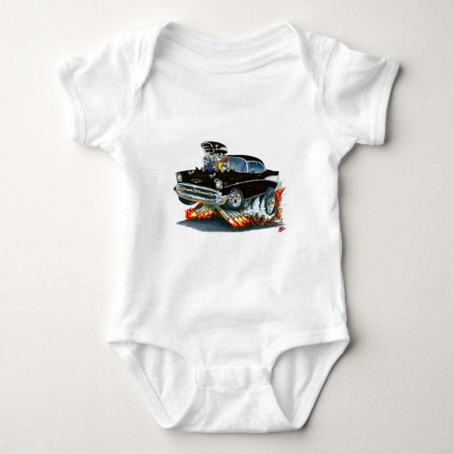 1957 Chevy Belair Black Car Baby Bodysuit (Front)