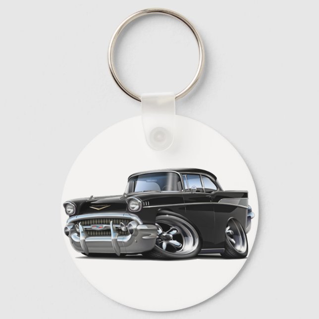 1957 Chevy Belair Black Hot Rod Keychain (Front)