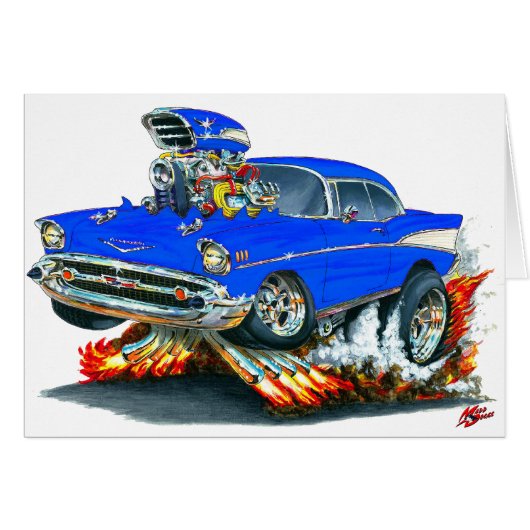 1957 Chevy Belair Blue Car Cards (Front Horizontal)