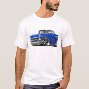 1957 Chevy Belair Blue-White Hot Rod T-Shirt