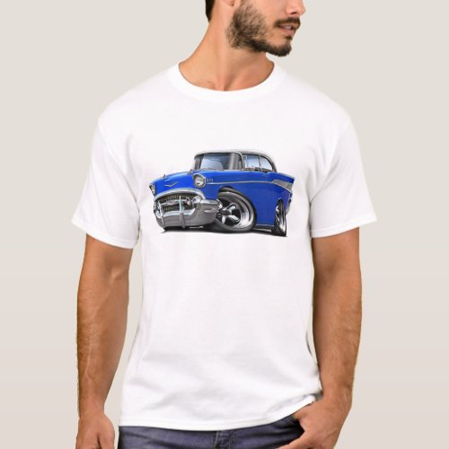 1957 Chevy Belair Blue_White Hot Rod T_Shirt