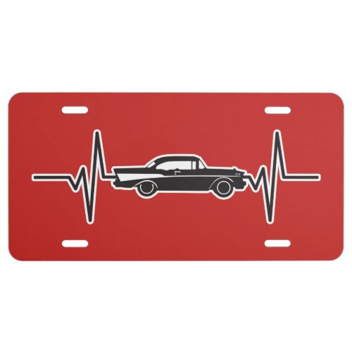 1957 Chevy Belair _ Heartbeat Pulse Graphic License Plate