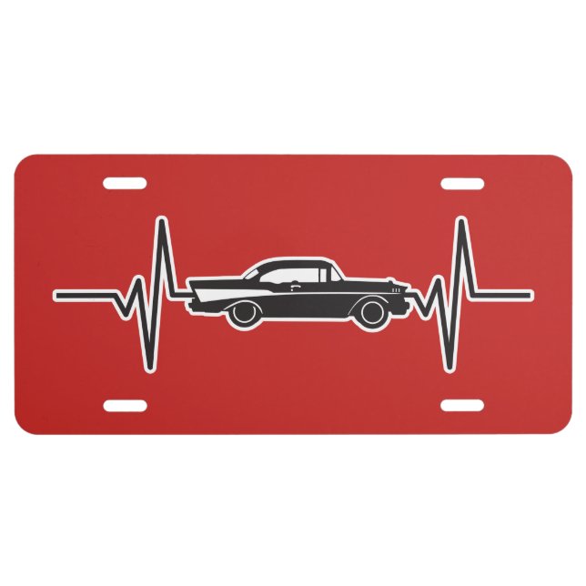1957 Chevy Belair - Heartbeat Pulse Graphic License Plate (Front)