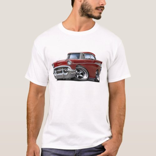 1957 Chevy Belair Maroon Hot Rod T_Shirt