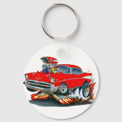 1957 Chevy Belair Red Car Keychain