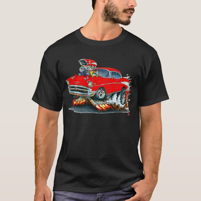 1957 Chevy Belair Red Car T-Shirt (Front)