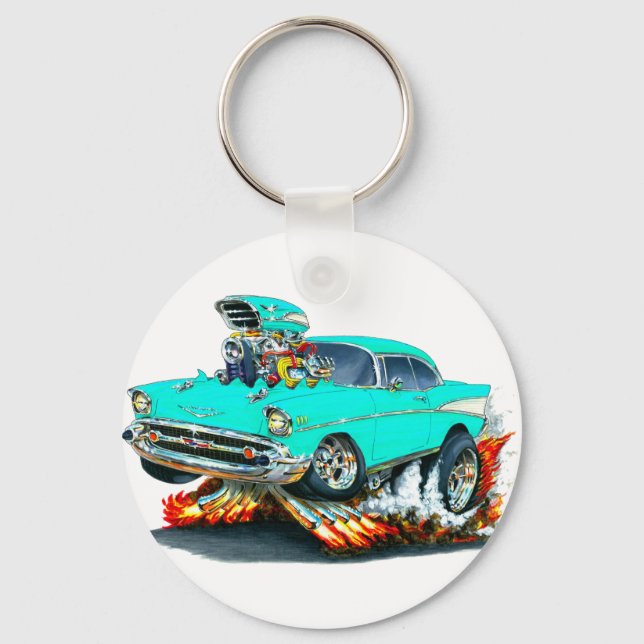 1957 Chevy Belair Turquoise Car Keychain (Front)