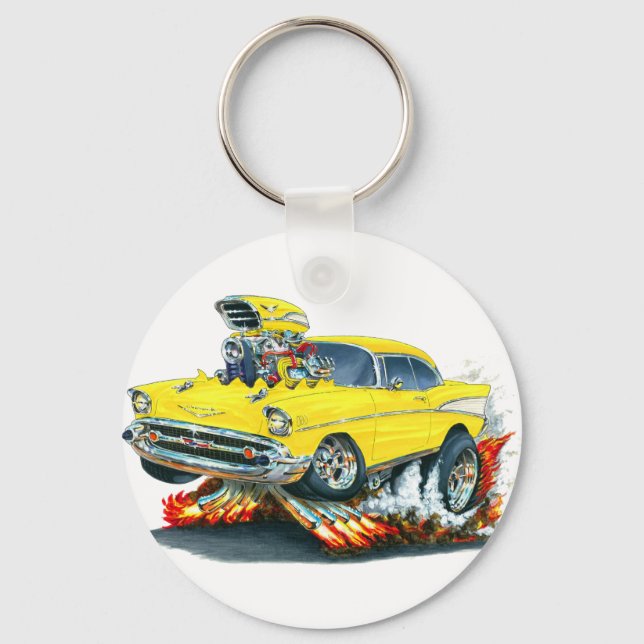 1957 Chevy Belair Yellow Car Keychain (Front)