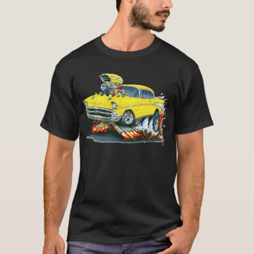 1957 Chevy Belair Yellow Car T_Shirt