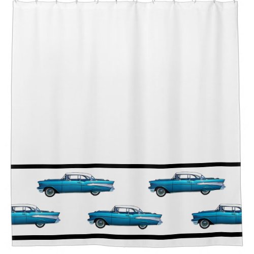 1957 Chevy Chevrolet Bel Air Classic car auto Shower Curtain