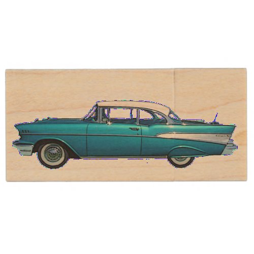 1957 Chevy Chevrolet Bel Air Classic car auto Wood USB Flash Drive