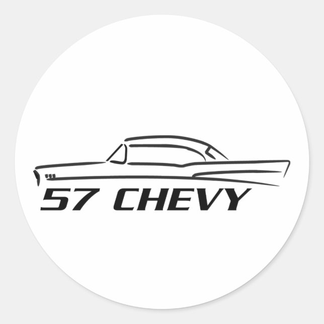 1957 Chevy Hard Top Type Classic Round Sticker (Front)