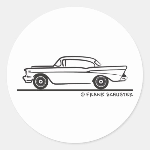 1957 Chevy Hardtop Coupe Classic Round Sticker