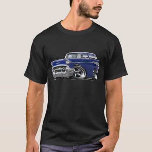 1957 Chevy Nomad Dark Blue Hot Rod T_Shirt