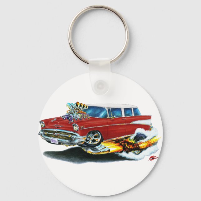 1957 Chevy Nomad Maroon Car Keychain (Front)