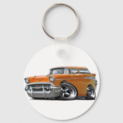 1957 Chevy Nomad Orange Hot Rod Keychain