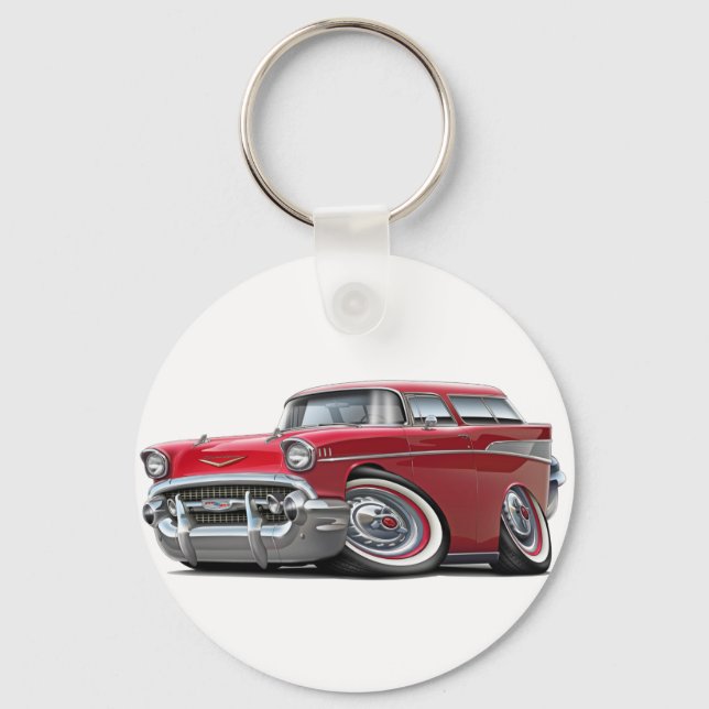 1957 Chevy Nomad Red Car Keychain (Front)
