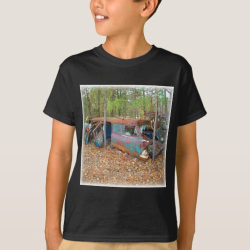 1957 Chevy Nomad Rusting in Wooded Junkyard T_Shirt