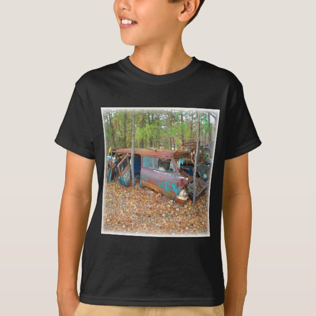 1957 Chevy Nomad Rusting in Wooded Junkyard T-Shirt (Front)