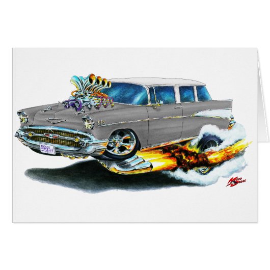 1957 Chevy Nomad Silver Car Cards (Front Horizontal)