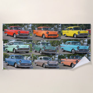 1957 Chevy Rainbow Colored Beach Towel