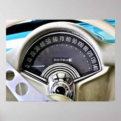 1957 Classic Car Speedometer Poster