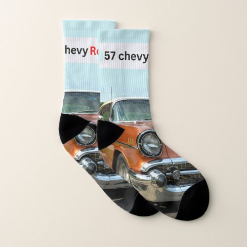 1957 classic chevy car and airplane  socks
