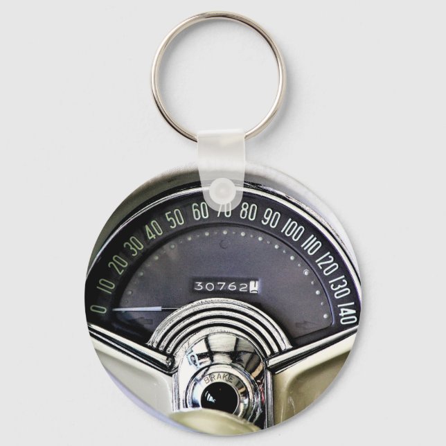 1957 Classic Sports Car Speedometer Keychain (Front)