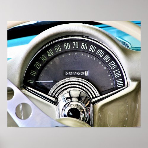 1957 Classic Sports Car Speedometer Poster