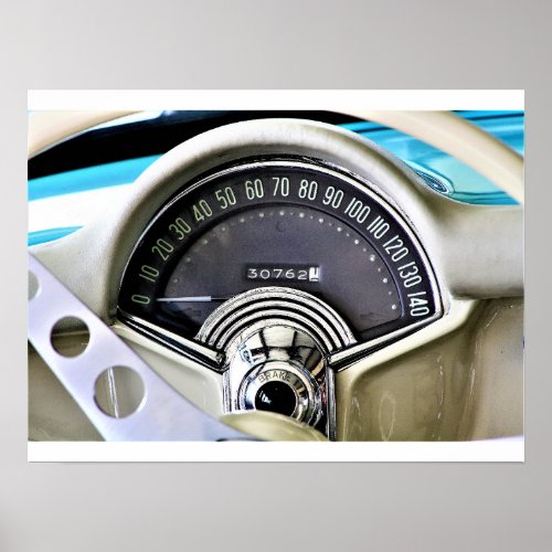 1957 Classic Sports Car Speedometer Poster