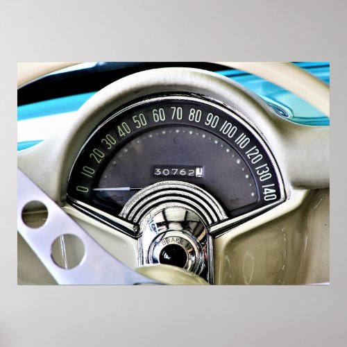 1957 Classic Sports Car Speedometer Poster