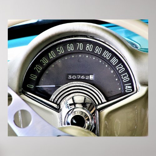 1957 Classic Sports Car Speedometer Poster