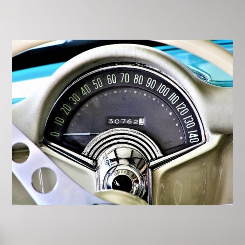 1957 Classic Sports Car Speedometer Poster