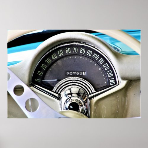 1957 Classic Sports Car Speedometer Poster