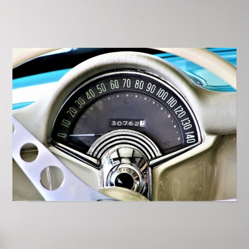 1957 Classic Sports Car Speedometer Poster