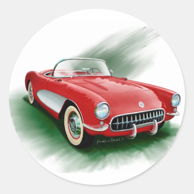 1957 Corvette Classic Round Sticker (Front)