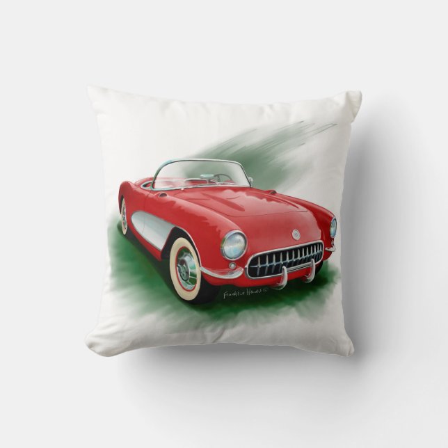 1957 Corvette Throw Pillow (Front)