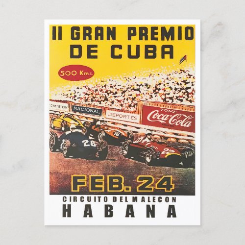 1957 Cuba Grand Prix vintage car racing Postcard