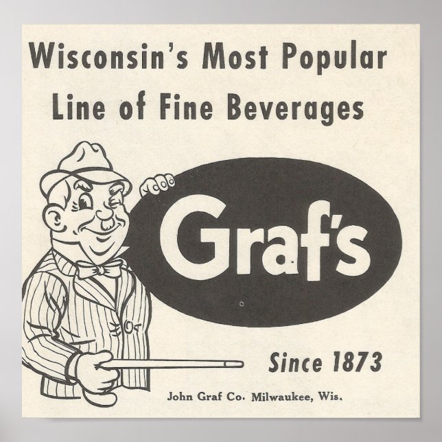 1957 Graf's Beverages ~ Grandpa Graf Poster (Front)