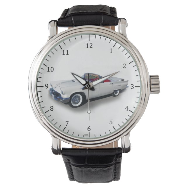 1957 grey classic car clock watch (Front)