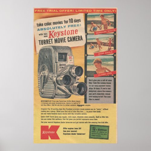 1957 Keystone movie camera Poster