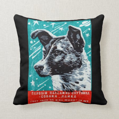 1957 Laika The Space Dog Throw Pillow