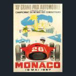 1957 Monaco Grand Prix Poster<br><div class="desc">This 1957 Grand Prix motor racing poster promotes the 15th Monaco Grand Prix, which is held in the city streets of Monte Carlo, and has been run since 1929 It is widely considered to be one of the most important and prestigious automobile races in the world. This stunning poster features...</div>