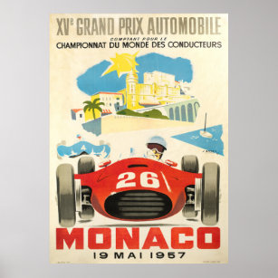 1957 Monaco Grand Prix Poster