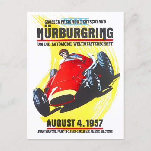 1957 Nurburgring Grand Prix vintage racing Postcard