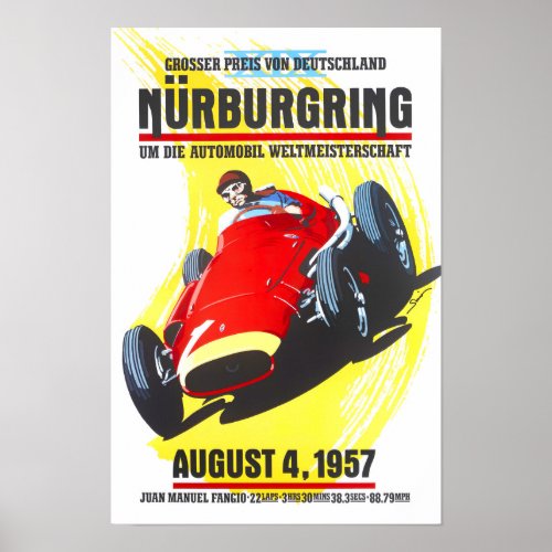 1957 Nurburgring Grand Prix vintage racing Poster