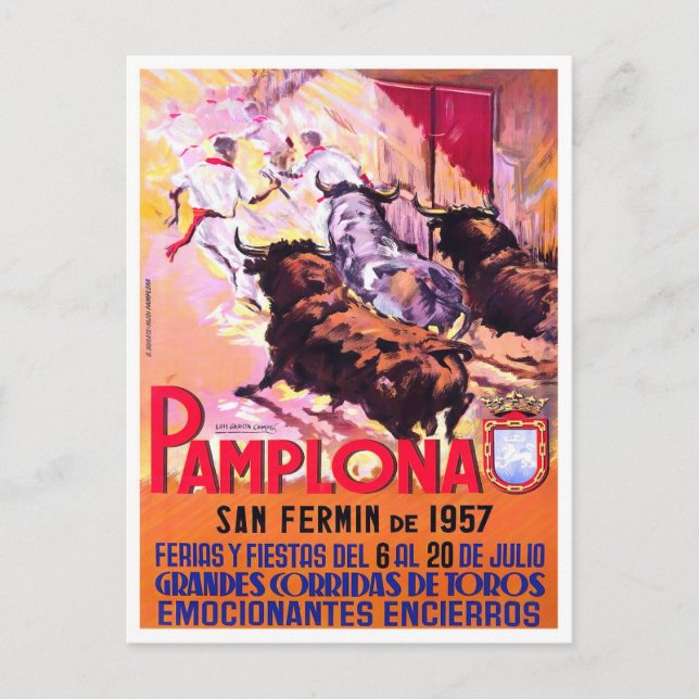 1957 Pamplona Spain vintage travel Postcard (Front)