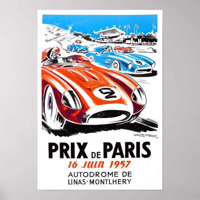 1957 Paris Grand Prix vintage racing Poster (Front)